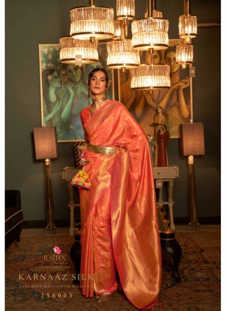 Orange Colour Karnaaz Silk By Rajtex Wedding Saree Catalog 256005