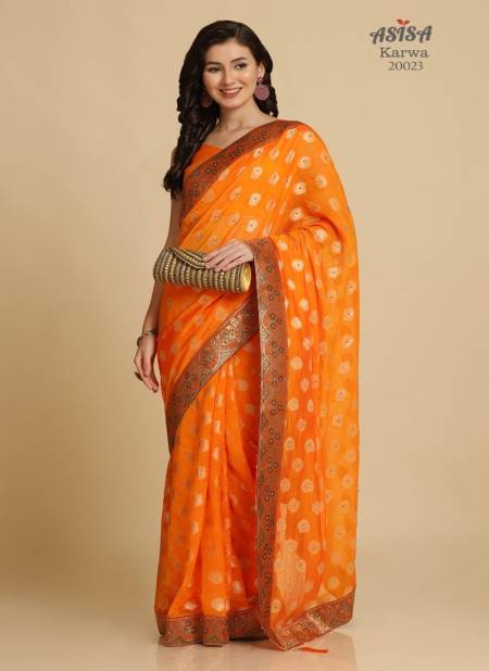Orange Colour Karwa Vol 2 By Asisa Wedding Saree Catalog 20023