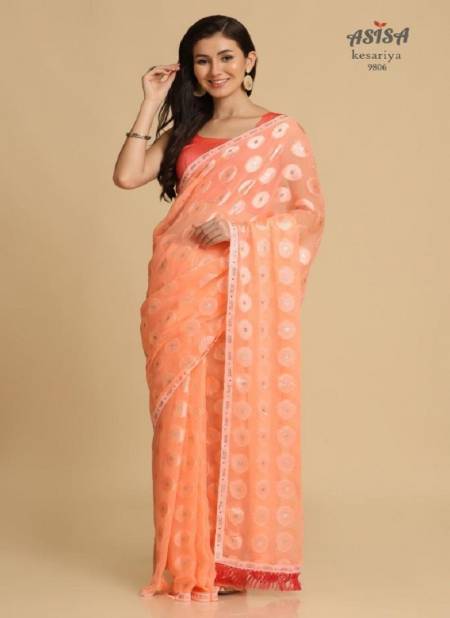 Orange Colour Kesariya By Asisa Designer Saree Catalog 9806