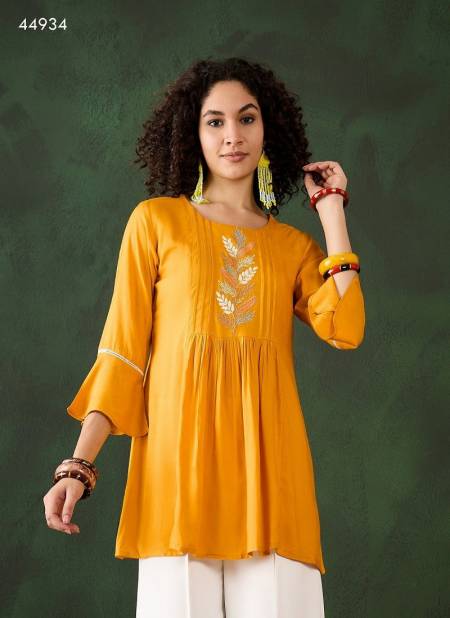 Orange Colour Kiara By Mahotsav Embroidery Rayon Wholsale Wester Top In India 44934