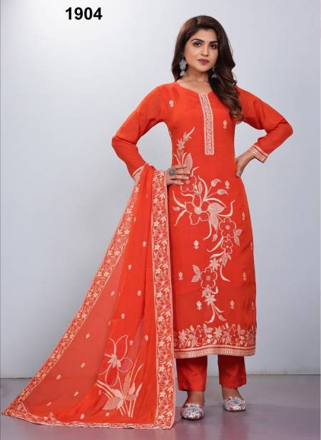 Orange Colour Mahendi By Jivora Heavy Jacquard Readymade Suits Wholesale Suppliers In India 1904