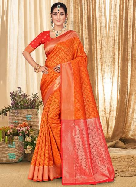 Orange Colour Mangala Function Wear Wholesale Silk Sarees 2597