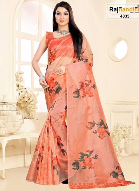 Orange Colour Nirja By Rajnandini Designer Saree Catalog 4035
