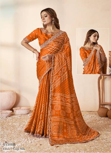 Orange Colour Norita Royal 43300 Swasti By Mahotsav Gajji Silk Designer Saree Wholesale Price In Surat 43308-B