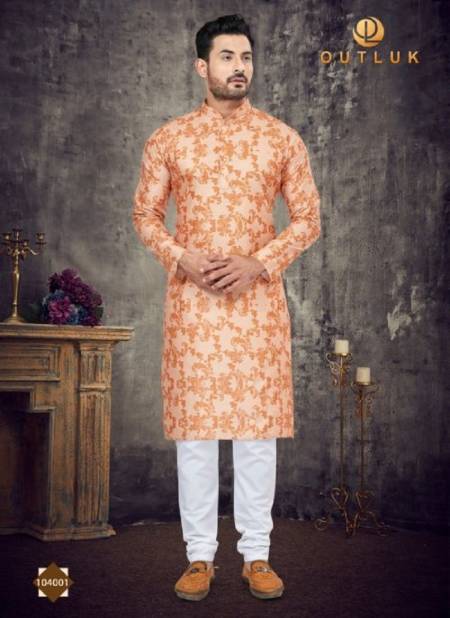 Orange Colour Outluk 104 Function Wear Wholesale Mens Kurta Pajama 104001