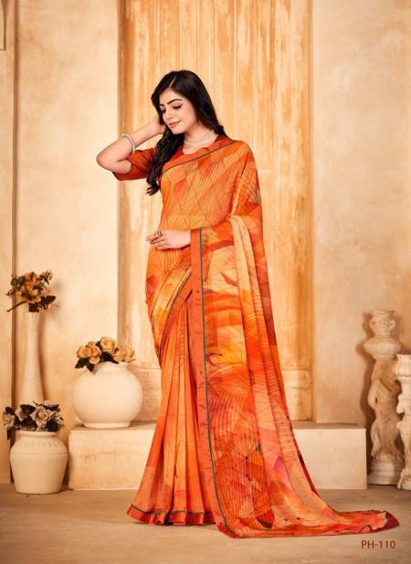 Orange Colour Panchi 2 By Shashvat Digital Printed Designer Bamber Silk Saree Manufacturers PH-110