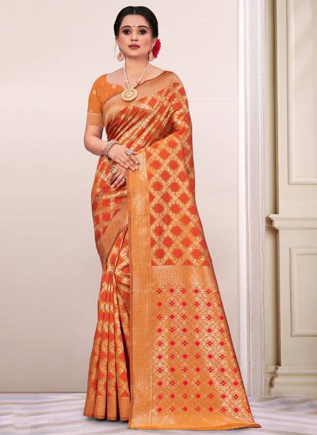 Orange Colour Panihari Silk Wedding Wear Wholesale Silk Sarees 3816