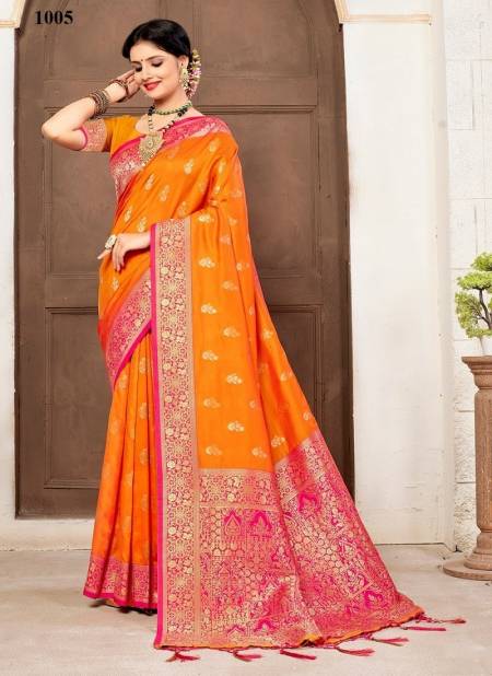 Orange Colour Parampara By Sangam Wedding Saree Catalog 1005