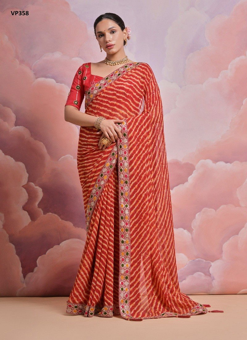 Orange Colour Pari By Fashion Berry Georgette Printed Saree Orders In India VP358