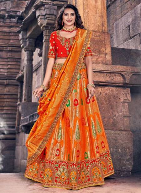 Orange Colour Prearana Wholesale Ethnic Wear Designer Lehenga Choli Catalog 1709