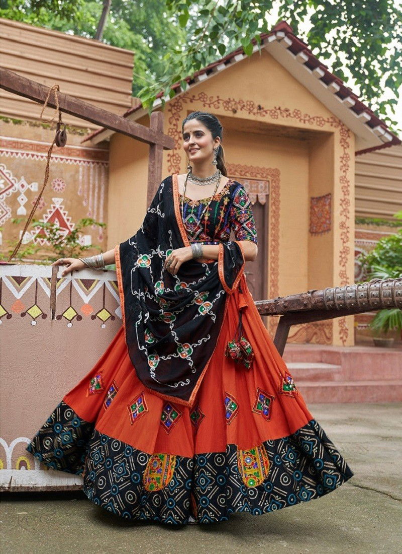 Orange Colour Raas Vol 16 By Shubhkala Designer Navratri Lehenga Choli Orders In India 2453