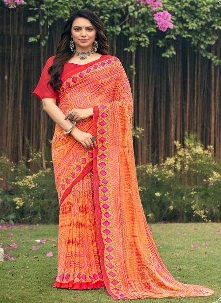 Orange Colour Ragaa Georgette Vol 4 By Ruchi Daily Wear Saree Catalog 22601 A