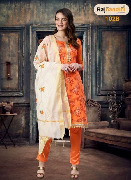 Orange Colour Rajnandini Designer Wholesale Exclusive Dress Material 102 B