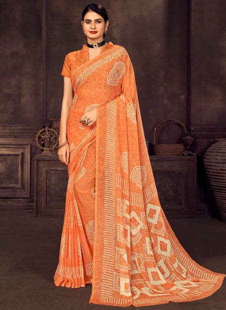 Orange Colour Ruchi Star Chiffon 73 Edition Regular Wear Wholesale Printed Sarees 15701-D