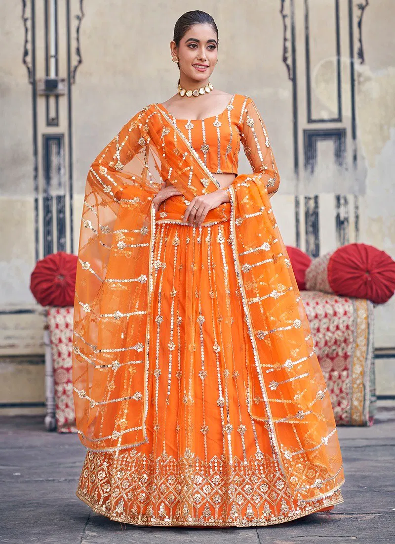 Orange Colour SS 165 Designer Wedding Wear Net Lehenga Choli Manufacturers 1582