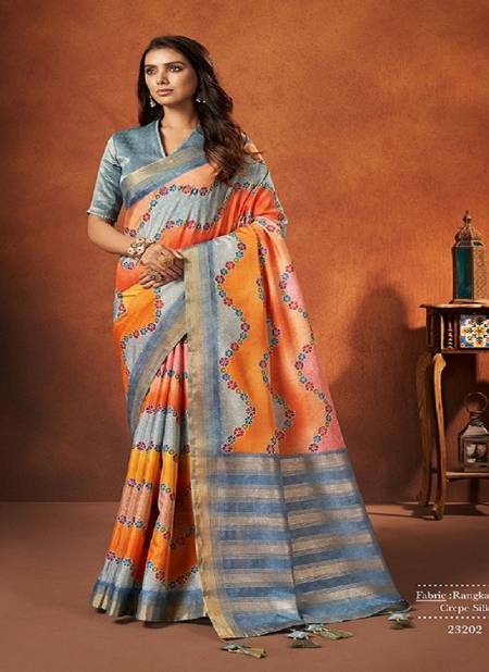 Orange Colour Saachi By Mahotsav Crepe Silk Festive Wear Designer Saree Catalog 23202