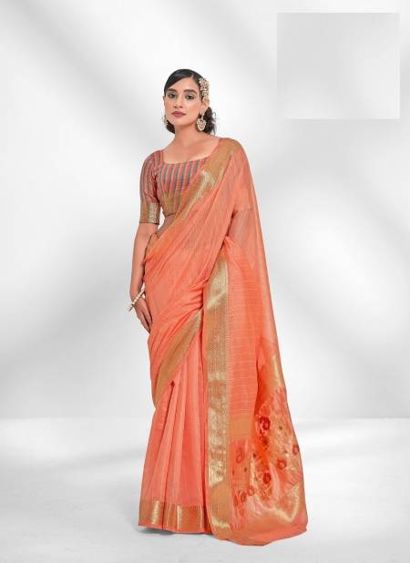 Orange Colour Salsaa Cotton By Rajpath Designer Sareee Catalog 137002