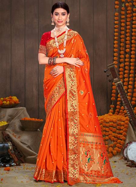 Orange Colour Sarika Silk Wedding Wear Wholesale Designer Sarees 2200