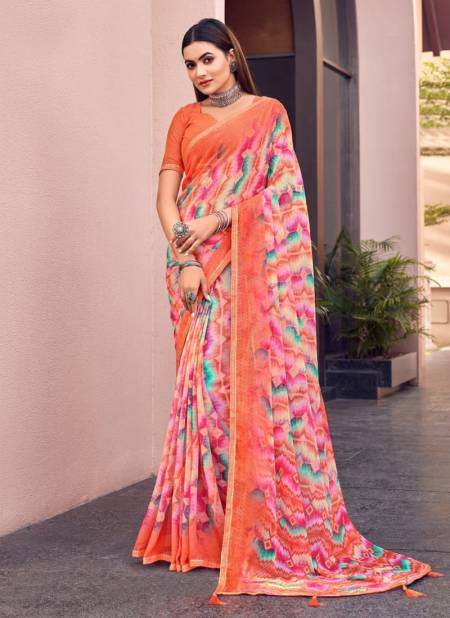 Orange Colour Savya By Ruchi 22801 A To 22806 B Daily Wear Saree Catalog 22803 B