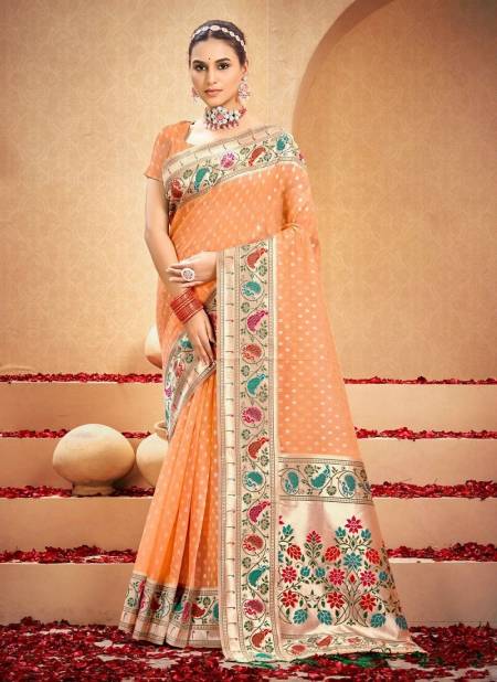 Orange Colour Shahi Cotton 1001 TO 1006 Series By Bunawat Cotton Sarees Wholesale Online 1005