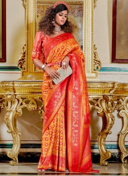 Orange Colour Shamiyana The Fabrica Exclusive Wear Wholesale Banarasi Silk Sarees Catalog 7003