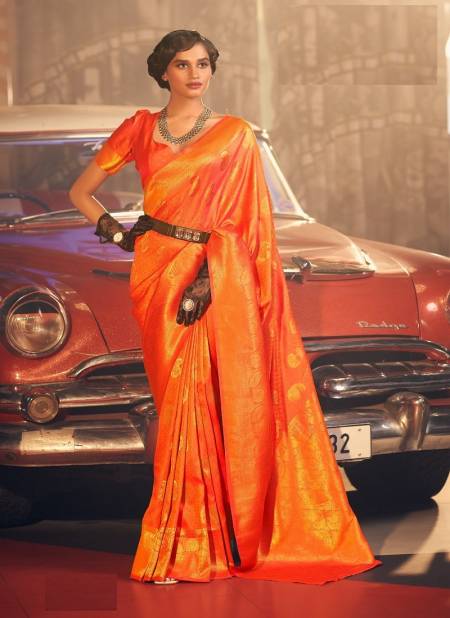 Orange Colour Simoneta By The Fabrica 26001 To 26006 Silk Saree Catalog 26001