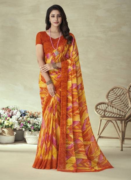 Orange Colour Star Chiffon 128 Edition By Ruchi Daily Wear Chiffon Saree Catalog25604 B
