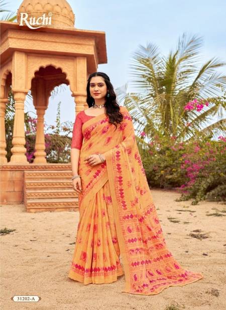 Orange-Colour-Star-Chiffon-151-By-Ruchi-Daily-Wear-Chiffon-Sarees-Exporters-In-India-31202-A