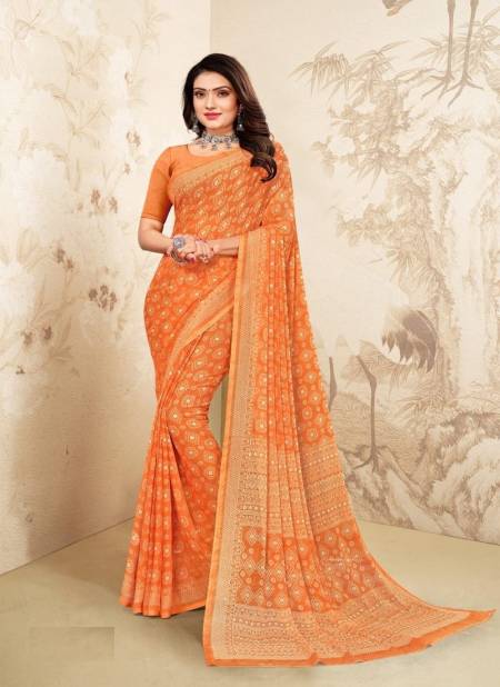 Orange Colour Star Chiffon 97th Edition By Ruchi Daily Wear Saree Catalog 22103 A