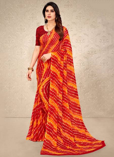 Orange Colour Star Chiffon Wholesale Printed Daily Wear Saree Catalog 15808 A