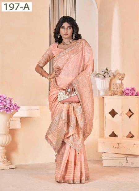 Orange Colour Sumitra 197 A To F Linen With Gota Coding Work Border Saree Orders In India 197-A