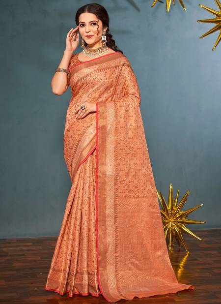 Orange Colour Unique Silk Sangam Colors Wholesale Banarasi Silk Sarees Catalog 2976