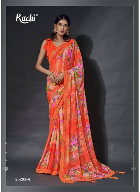 Orange Colour Vanilla By Ruchi Daily Wear Saree Catalog 25203 A