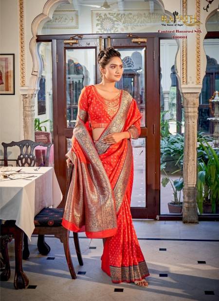 Orange Colour Varsha Silk By Rajpath Wedding Wear Sarees Suppliers In India 106001