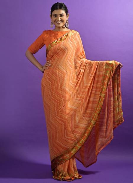 Orange Colour Vasansi Printed Wholesale Daily Wear Sarees 6607