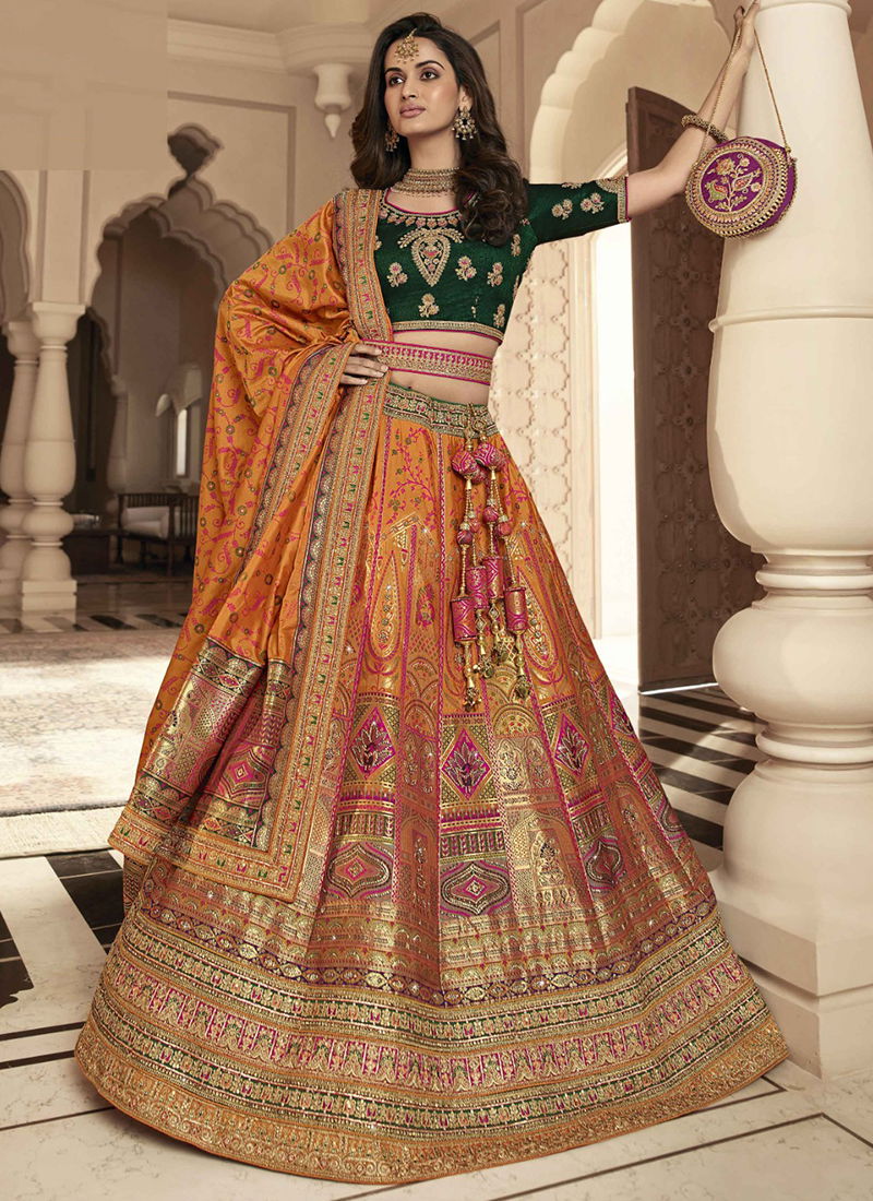 Orange Colour Vrindavan Vol 35 By Royal Bridal Lehenga Choli Catalog 10232