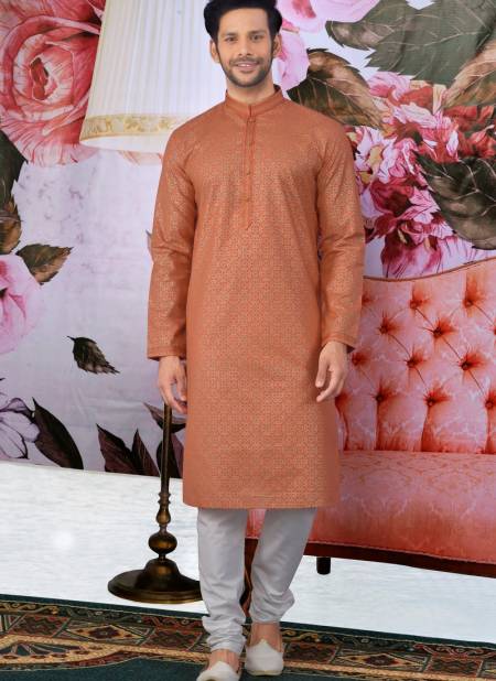 Orange Fancy Cotton Festival Wear Designer Pintex Kurta Pajama 166835