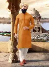 Orange Jacquard Kurta 12918
