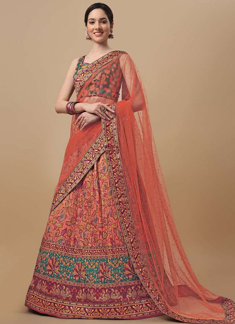 Orange Kalamkari Lehenga Exclusive Wear Wholesale Designer Lehenga Catalog 1504