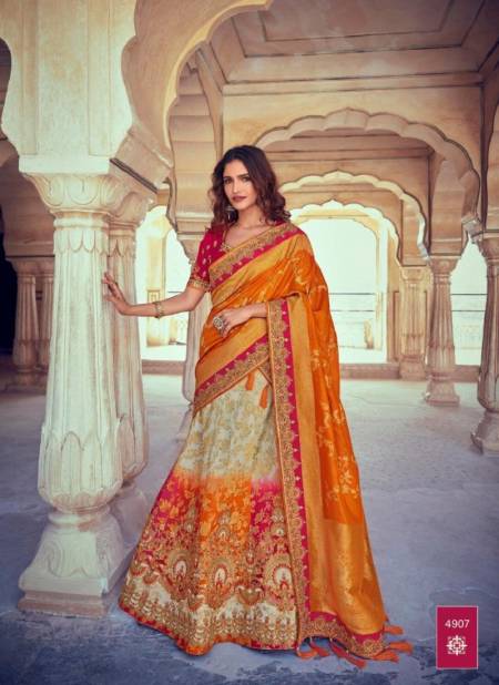Orange Multi Colour Tathstu Hit Collection Wedding Wear Silk Lehenga Wholesale Market In Surat 4907