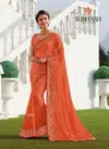 Orange Subhash Spash vol4 Foil Work Designer Heavy Partwear Saree with Brocade Blouse 32513