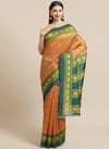 Orange and Gold Bhagalpuri Saree 13