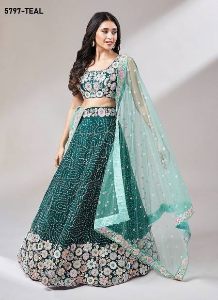 PF 1 All Hit Designs Bridal Lehenga Choli Wholesale Price In Surat 5797-Teal