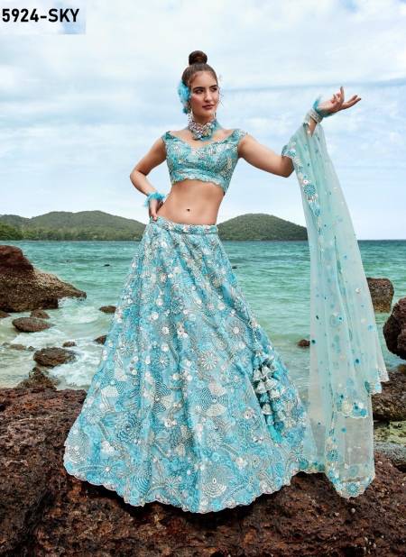 PF 1 All Hit Designs Bridal Lehenga Choli Wholesale Price In Surat 5924-Sky Blue