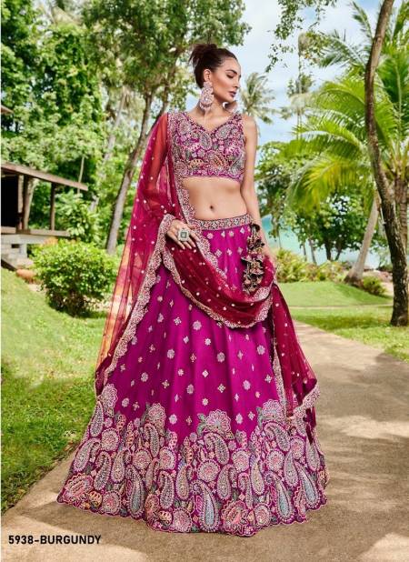 PF 1 All Hit Designs Bridal Lehenga Choli Wholesale Price In Surat 5938-Burgundy