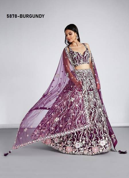 PF 2 All Hit Designs Bridal Lehenga Choli Wholesale Price In Surat 5878-Burgundy