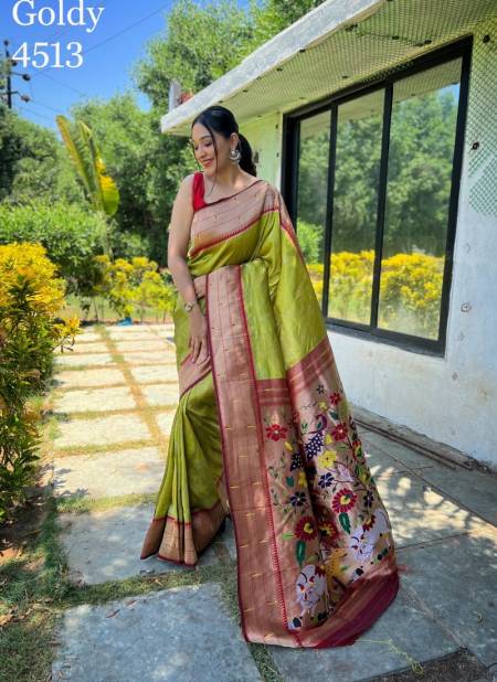 Parrot Colour Goldy By Fashion Lab Printed Saree Catalog 4513