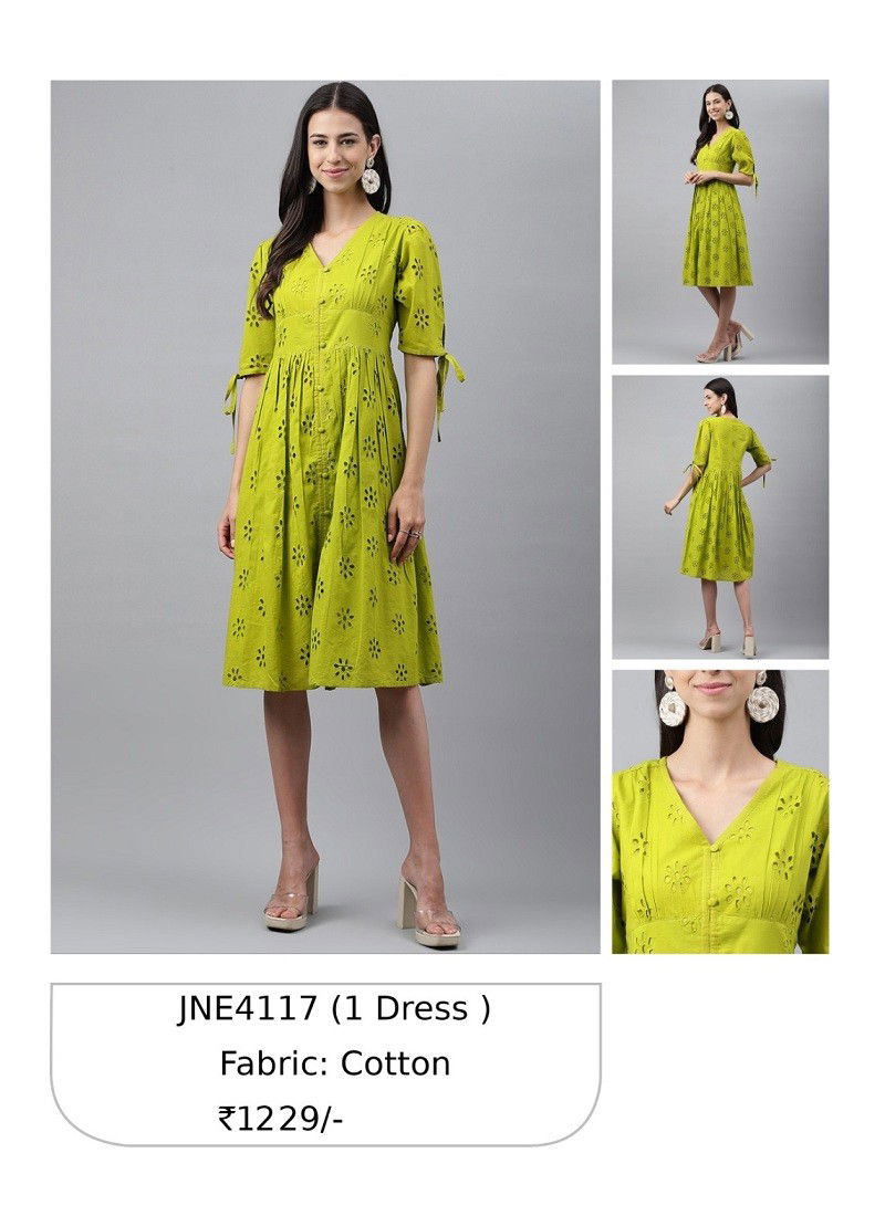 Parrot Colour Janasya Designer Kurti Catalog 4117