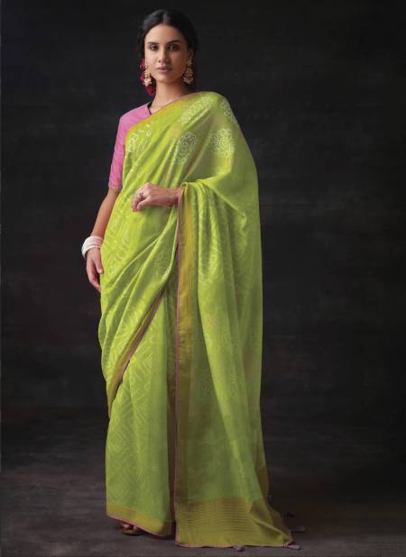 Parrot Colour Meera Bandhani By Kimora 16021 To 16029 Designer Saree Catalog 16022