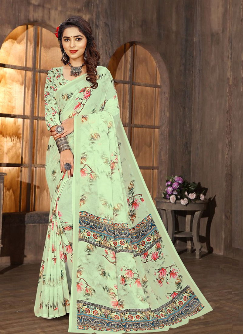 Parrot Colour Mugda Digital Vol 1 By Mintorsi Daily Wear Saree Catalog 5007